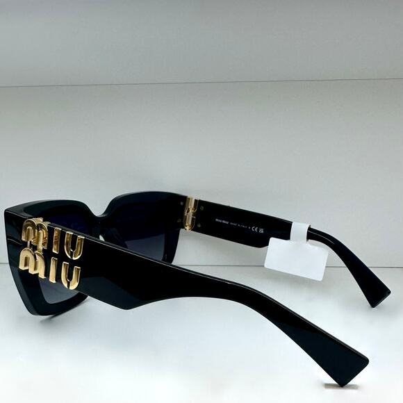 New MIU MIU Sunglasses Black Square 2025 Gold Metal Logo Women Authentic w/ Case - Picture 4 of 8